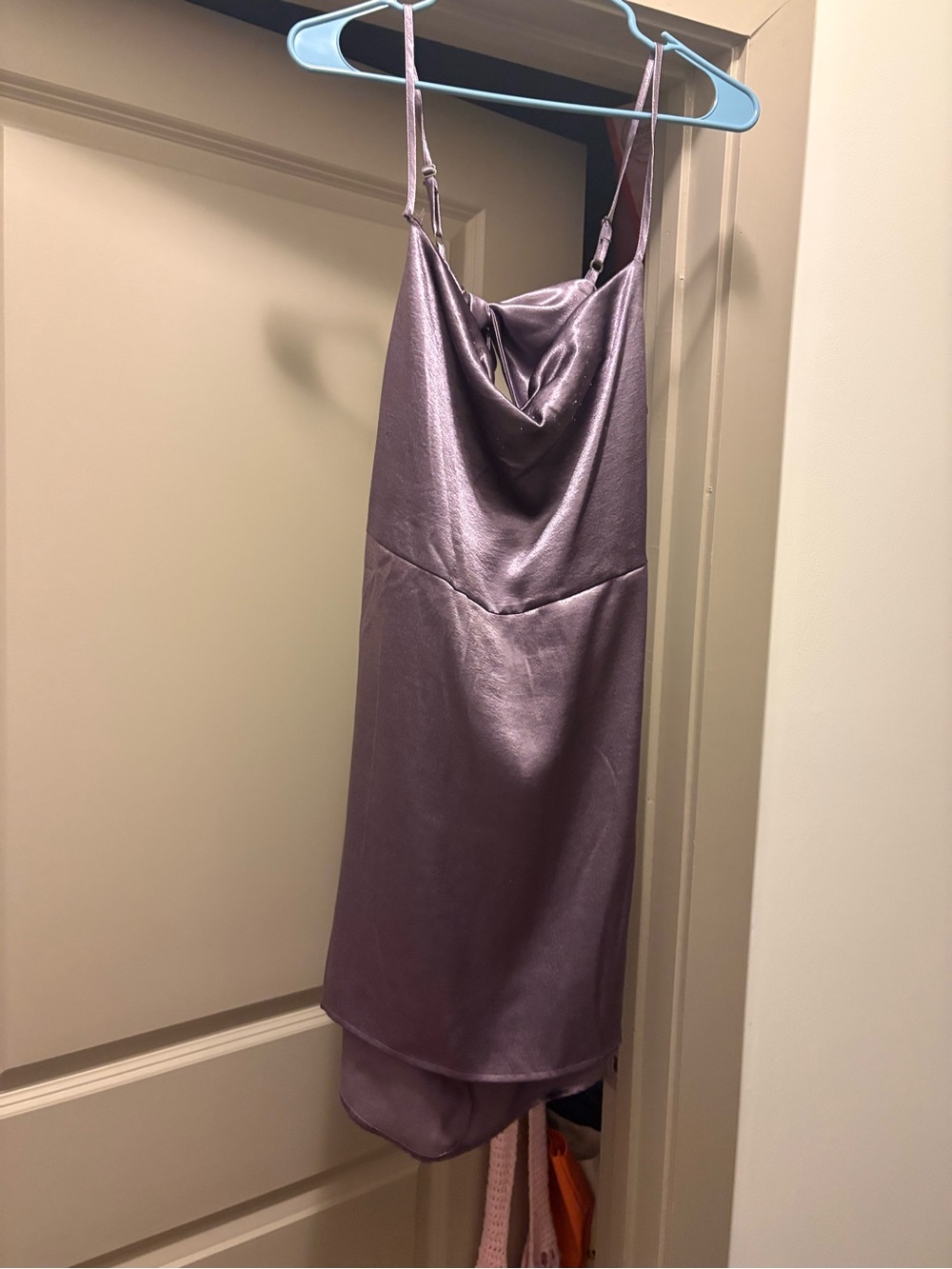 Satin Cowl Slip Dress in Lavender - Size XL